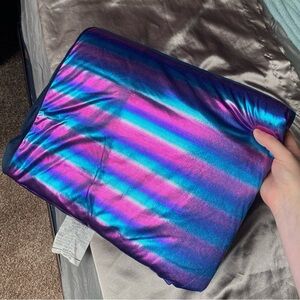 Purple and blue striped blanket